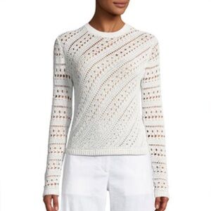Theory Cream Crochet Knit Top